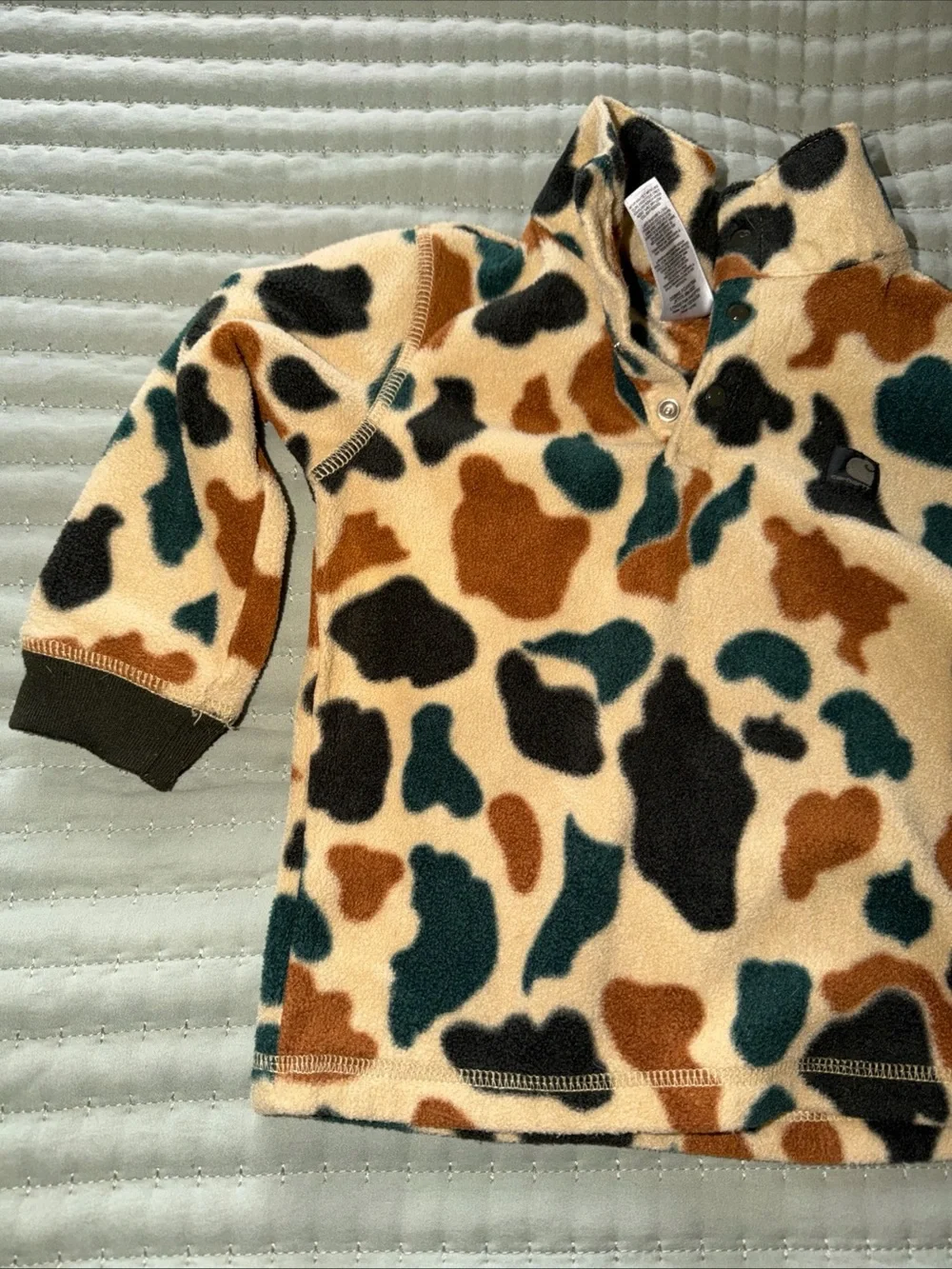 Carhartt Pullover Boys 18M Duck Camo Fleece 1/4 Zip Mock Neck Logo Sweatshirt